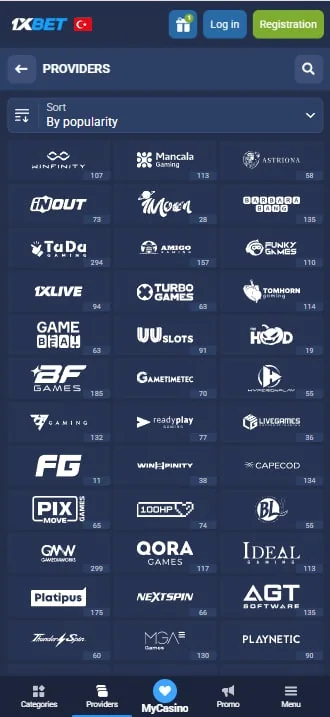 1xbet &mdash; Game providers