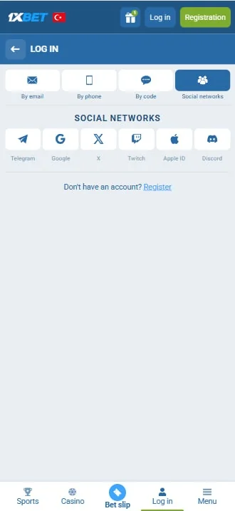 1xbet &mdash; Social account sign-in
